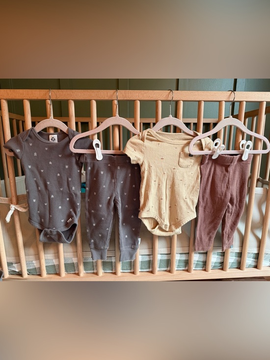 Gerber Other - Ribbed Short-Sleeve Baby Knit Bodysuit & Legging Sets in Gray, Beige, Brown